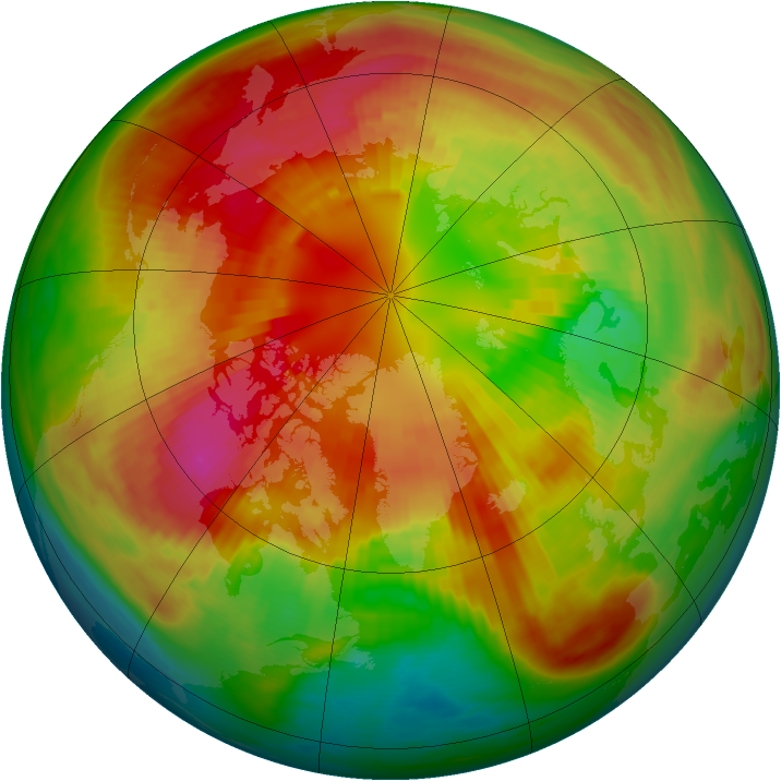 Arctic ozone map for 06 March 1991